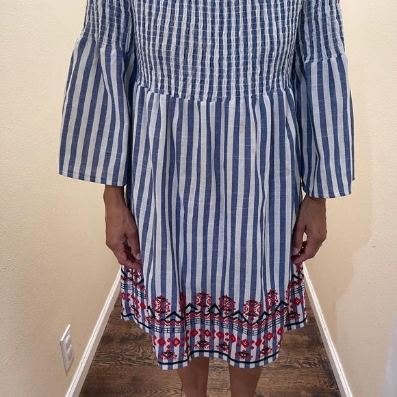 Summer dress, blue with white strips - Picture 3 of 4